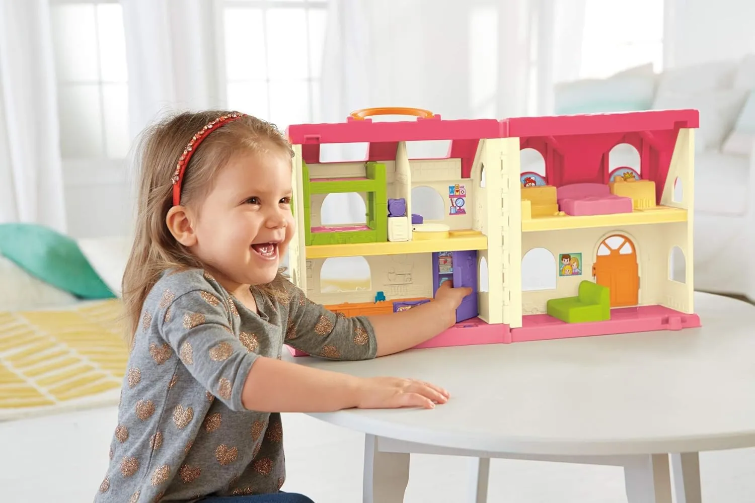 Fisher-Price Little People Toddler Toy Surprise & Sounds Home Musical Playhouse with Figures & Accessories for Pretend Play Kids Ages 1  Years