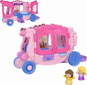 Fisher-Price Little People Toddler Toy Disney Princess Pull-Along Musical Carriage Playset with Figures for Pretend Play Kids Ages 18  Months