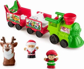 Fisher-Price Little People Toddler Toy Musical Christmas Train with Santa Elf & Reindeer Figures for Pretend Play Kids Ages 1  Years (Amazon Exclusive)