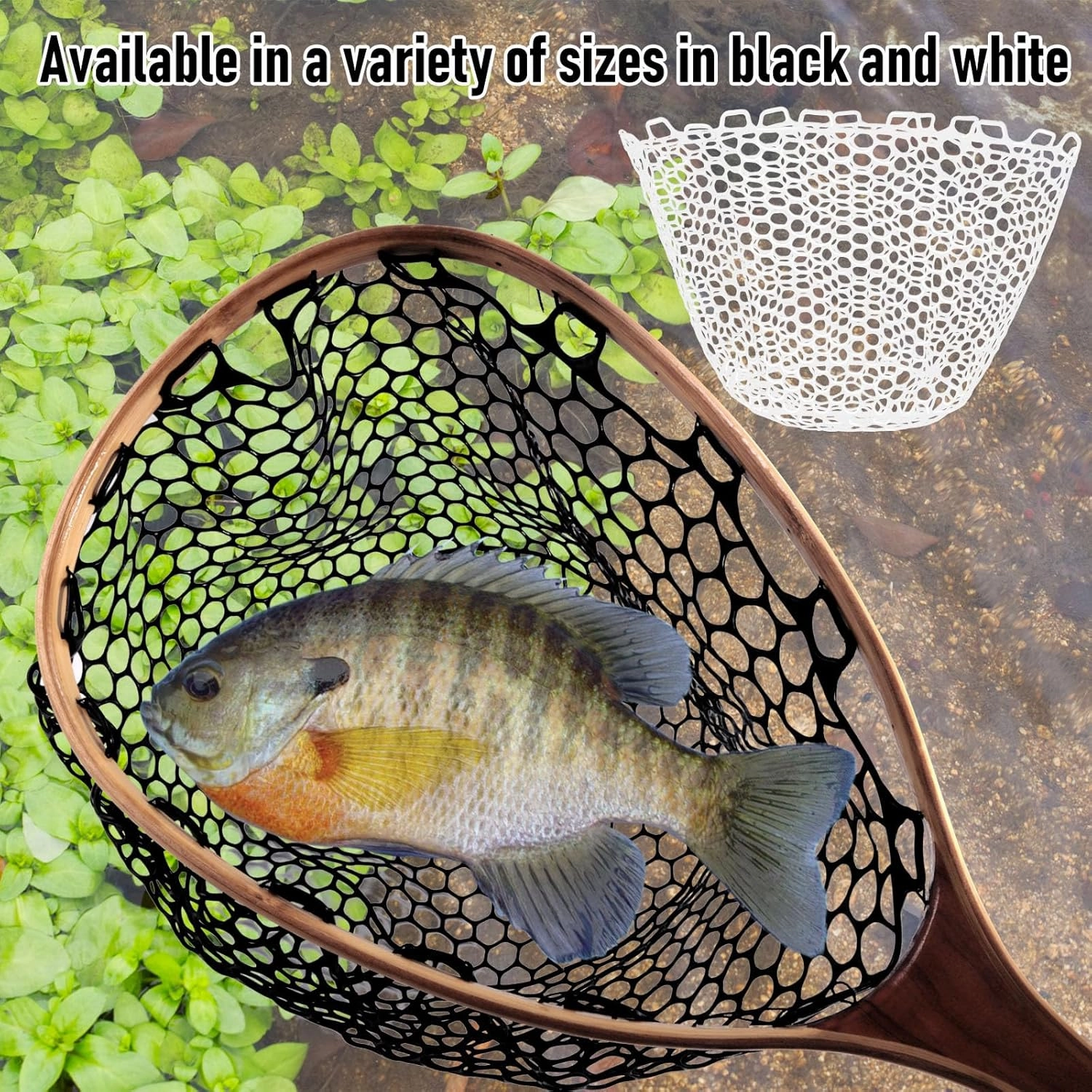 Fishing Nets Silicone Replacement Netting, Clear Black Fly Ice Fishing Net Landing Kayak Nets Without Handle for Freshwater Saltwater Foldable Soft Flexible Trout Net Silicone Mesh