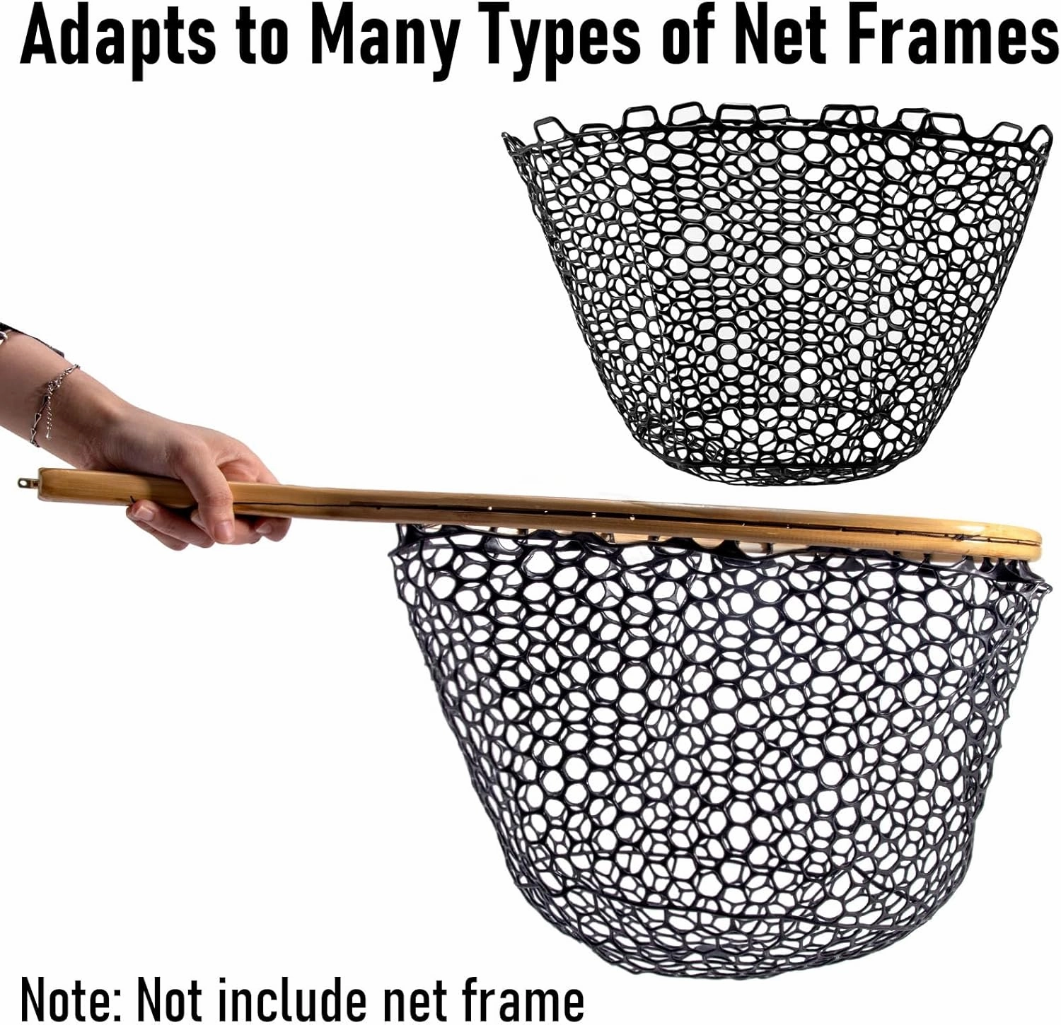 Fishing Nets Silicone Replacement Netting, Clear Black Fly Ice Fishing Net Landing Kayak Nets Without Handle for Freshwater Saltwater Foldable Soft Flexible Trout Net Silicone Mesh
