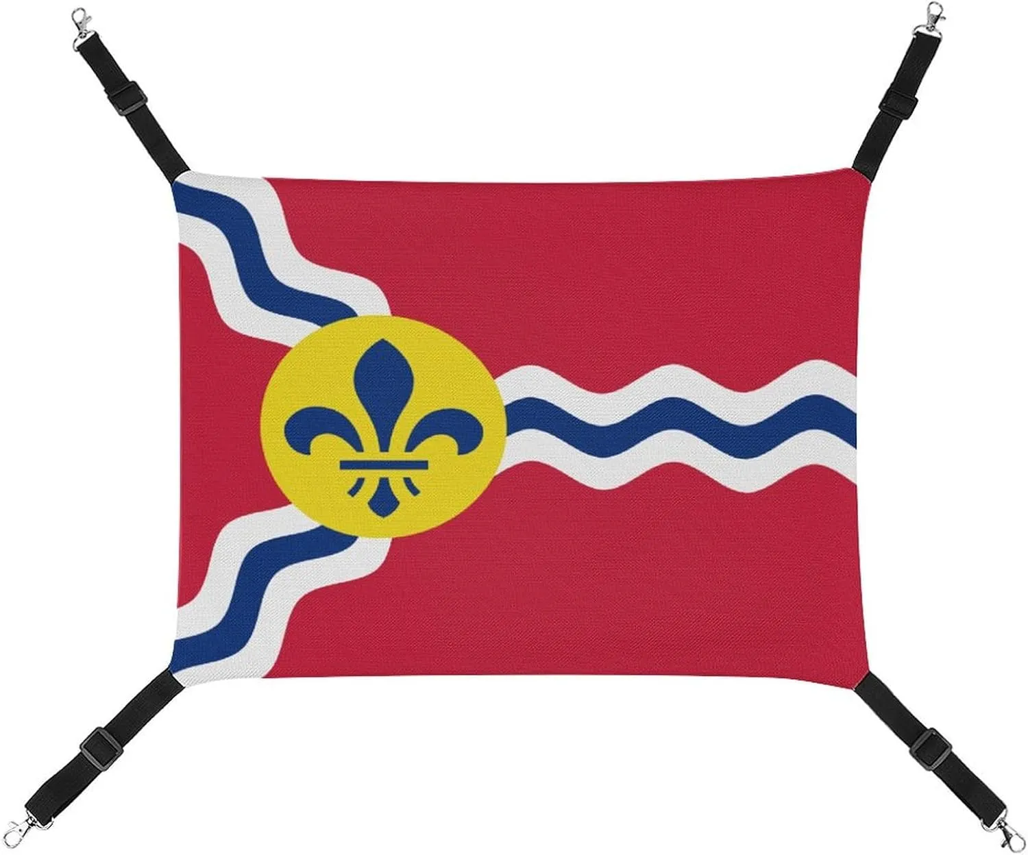 Flag of St. Louis Cat Hanging Hammock Soft Breathable Pet Cage Dog Hammock with Adjustable Straps and Metal Hooks