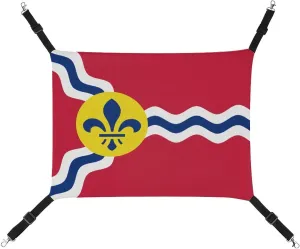 Flag of St. Louis Cat Hanging Hammock Soft Breathable Pet Cage Dog Hammock with Adjustable Straps and Metal Hooks