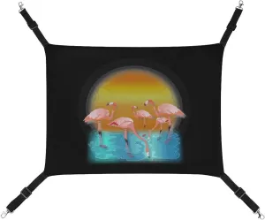 Flamingo Sunset Cat Hanging Hammock Soft Breathable Pet Cage Dog Hammock with Adjustable Straps and Metal Hooks