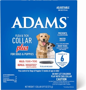 Flea & Tick Collar Plus for Dogs & Puppies, 6-Month Protection, One Size Fits All Dogs & Puppies, Kills Fleas & Ticks, Repels Mosquitoes For Up To 6 Months (excluding California)