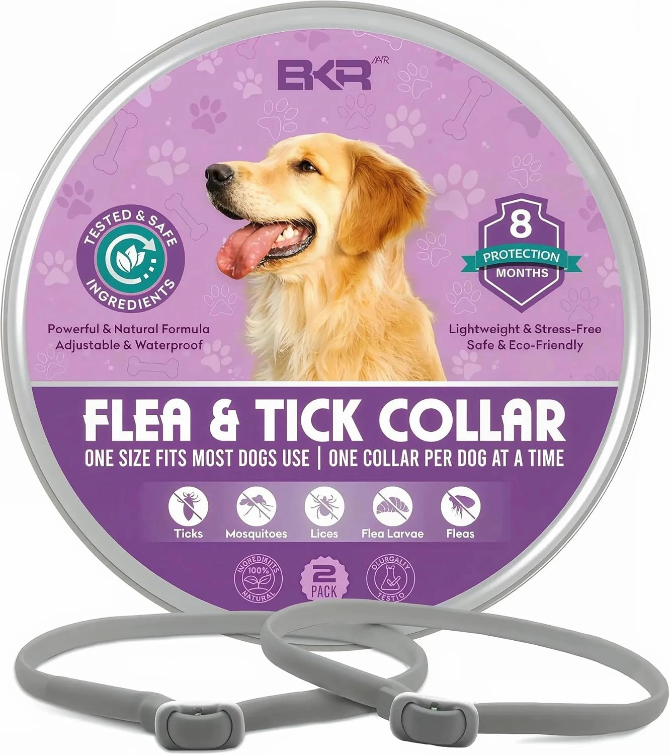 Flea Collar for Dogs – 2 Pack 16 Month Natural Flea & Tick Prevention Dog Flea Collar Adjustable One Size Fits All, Safe and Effective