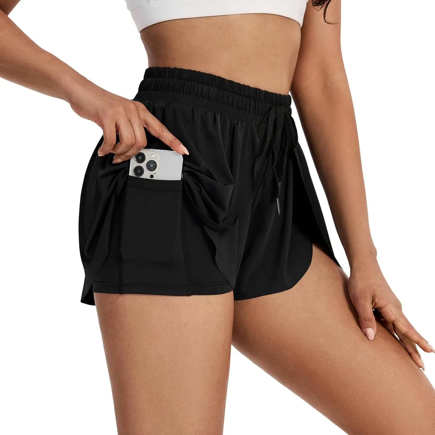 Flowy Running Shorts for Women Workout Athletic Gym Yoga Butterfly Skirt with Pockets Spandex Cute Clothes Summer