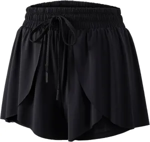 Flowy Running Shorts for Women Workout Athletic Gym Yoga Butterfly Skirt with Pockets Spandex Cute Clothes Summer