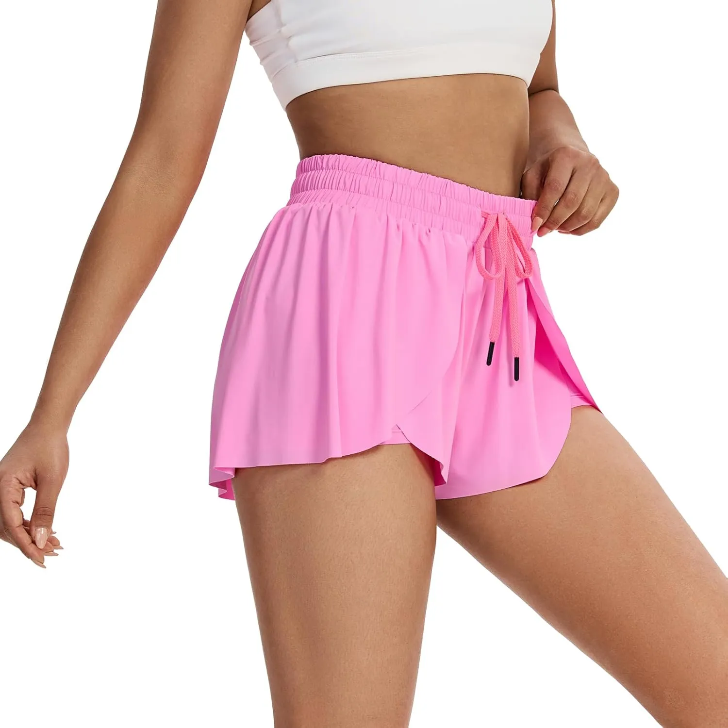 Flowy Running Shorts for Women Workout Athletic Gym Yoga Butterfly Skirt with Pockets Spandex Cute Clothes Summer