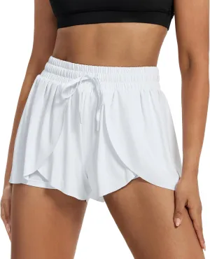 Flowy Running Shorts for Women Workout Athletic Gym Yoga Butterfly Skirt with Pockets Spandex Cute Clothes Summer