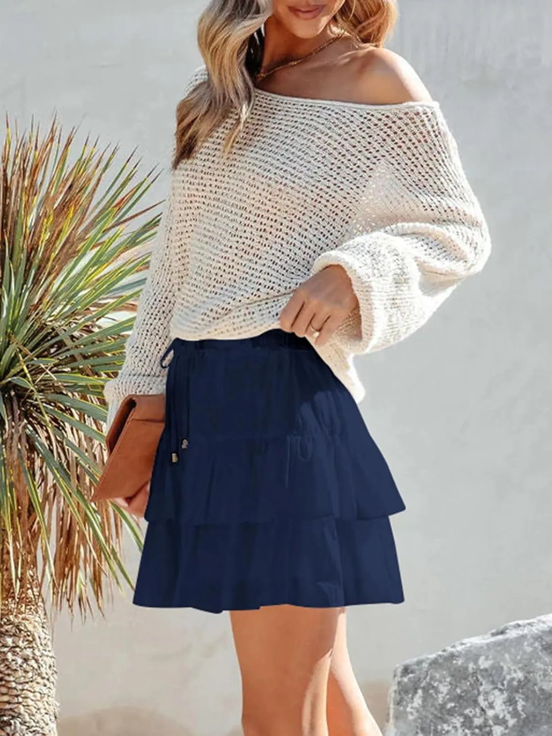 Flowy Shorts for Women Boho Ruffled Tiered Skorts Casual High Waist Mini Skirts Tennis Golf Comfy Shorts 2025
