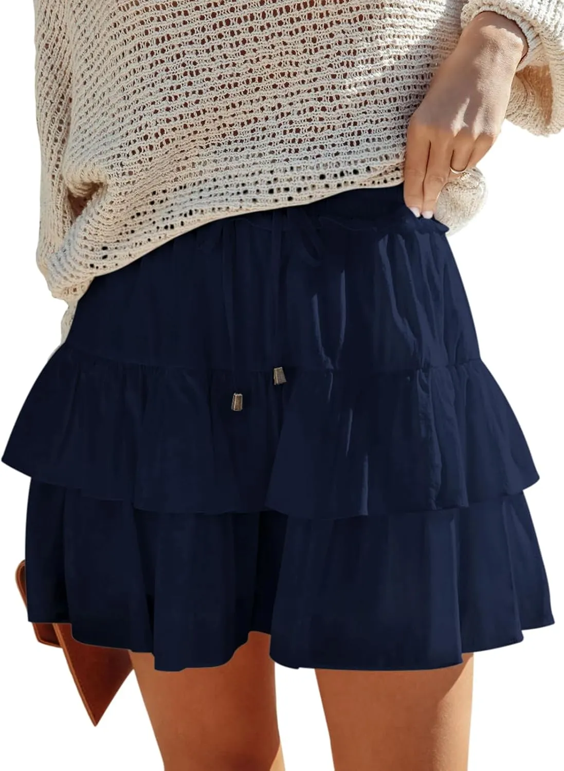 Flowy Shorts for Women Boho Ruffled Tiered Skorts Casual High Waist Mini Skirts Tennis Golf Comfy Shorts 2025