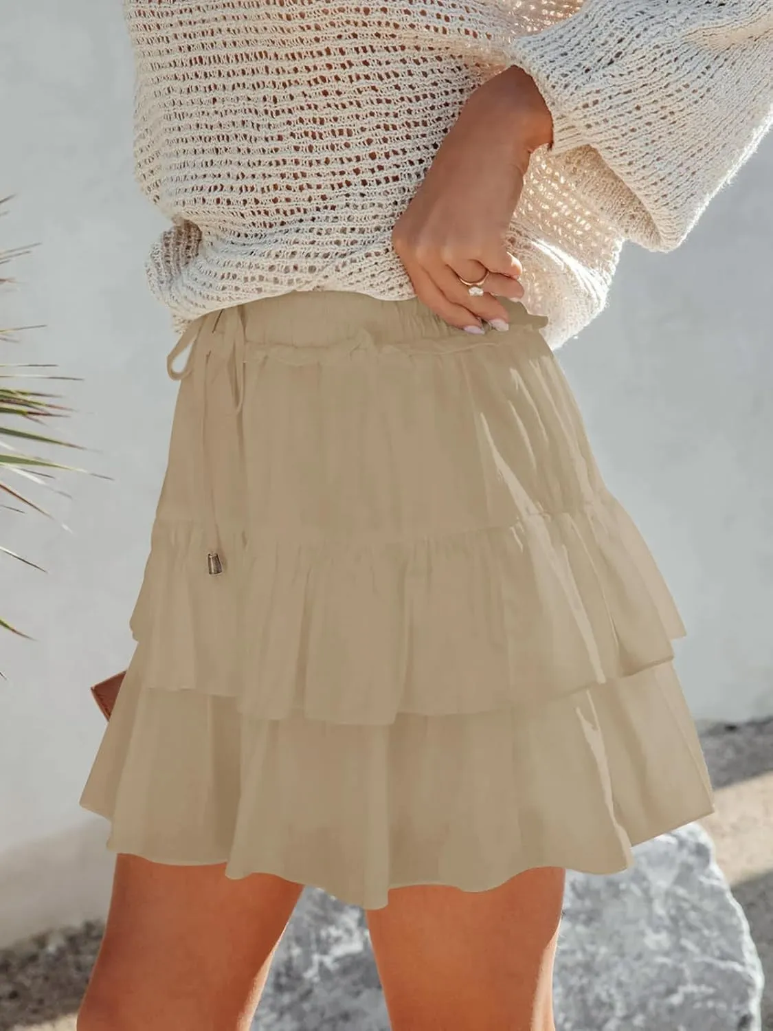 Flowy Shorts for Women Boho Ruffled Tiered Skorts Casual High Waist Mini Skirts Tennis Golf Comfy Shorts 2025