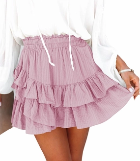 Flowy Shorts for Women Casual Ruffle Tiered Skorts High Waist Mini Tennis Golf Skirt Boho Summer Shorts