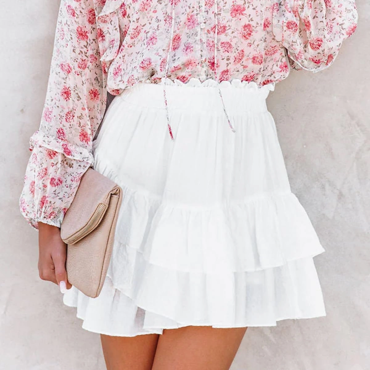 Flowy Shorts for Women Casual Ruffle Tiered Skorts High Waist Mini Tennis Golf Skirt Boho Summer Shorts