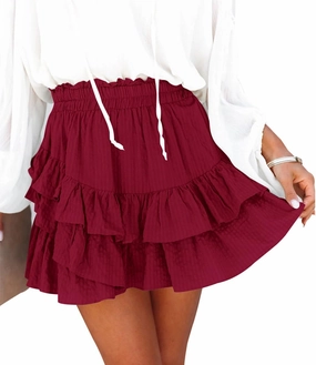 Flowy Shorts for Women Casual Ruffle Tiered Skorts High Waist Mini Tennis Golf Skirt Boho Summer Shorts