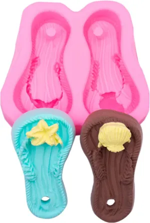 Fondant Mold 2 Pieces Starfish Shell Slippers With Holes Aromatherapy Gypsum Silicone Mold Fondant Cake Decoration Mold