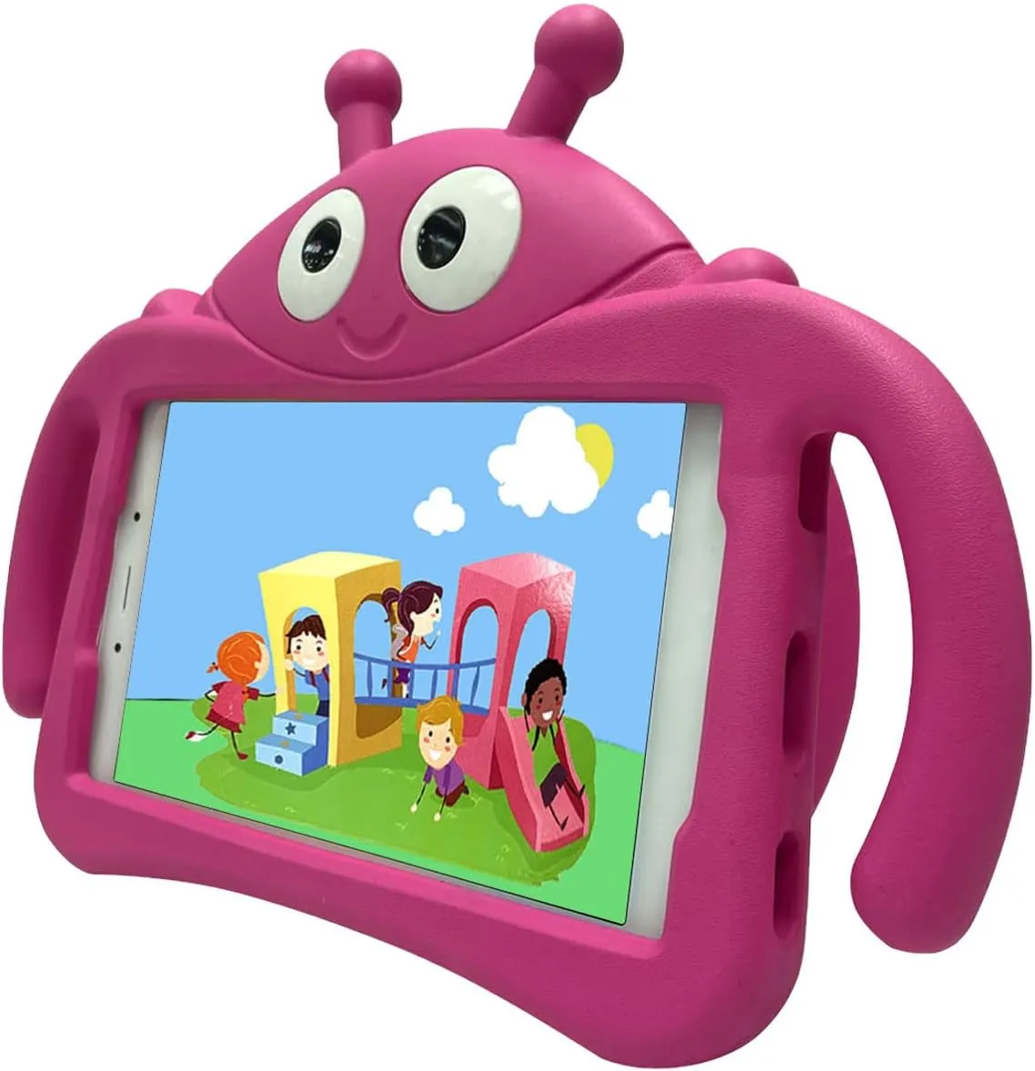 for Alcatel Joy Tab 2 Case for Kids, Children Friendly Shockproof Protective Stand Handle Cover for Joy Tab 2 Case Alcatel 2020 8" Tablet (Model: 9032Z) for Boys Girls, Cute Ladybug - Hot Pink