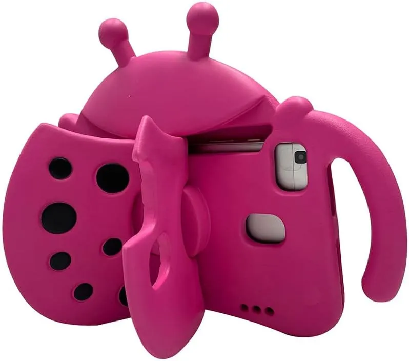for Alcatel Joy Tab 2 Case for Kids, Children Friendly Shockproof Protective Stand Handle Cover for Joy Tab 2 Case Alcatel 2020 8" Tablet (Model: 9032Z) for Boys Girls, Cute Ladybug - Hot Pink