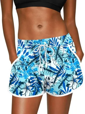 For G and PL Women Summer Floral Beach Boardshorts with Pockets Swim Trunks