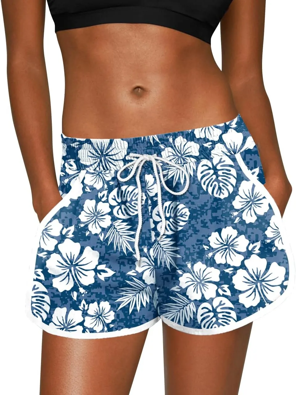 For G and PL Women Summer Floral Beach Boardshorts with Pockets Swim Trunks