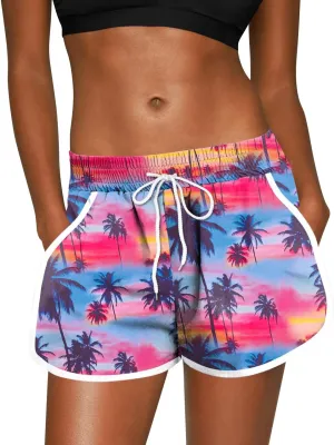 For G and PL Women Summer Floral Beach Boardshorts with Pockets Swim Trunks