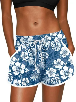 For G and PL Women Summer Floral Beach Boardshorts with Pockets Swim Trunks