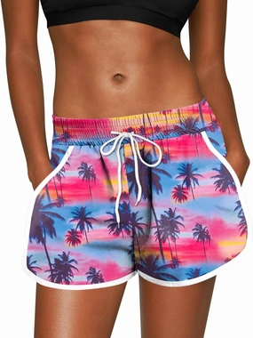 For G and PL Women Summer Floral Beach Boardshorts with Pockets Swim Trunks