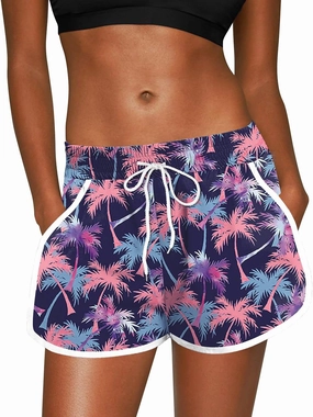 For G and PL Women Summer Floral Beach Boardshorts with Pockets Swim Trunks