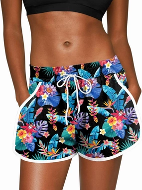 For G and PL Women Summer Floral Beach Boardshorts with Pockets Swim Trunks