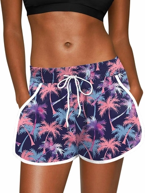 For G and PL Women Summer Floral Beach Boardshorts with Pockets Swim Trunks