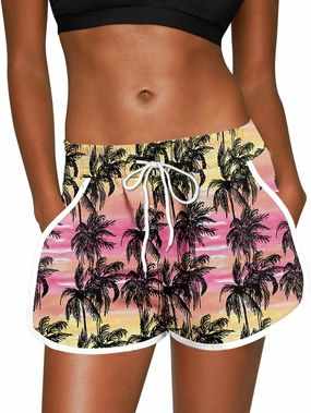 For G and PL Women Summer Floral Beach Boardshorts with Pockets Swim Trunks