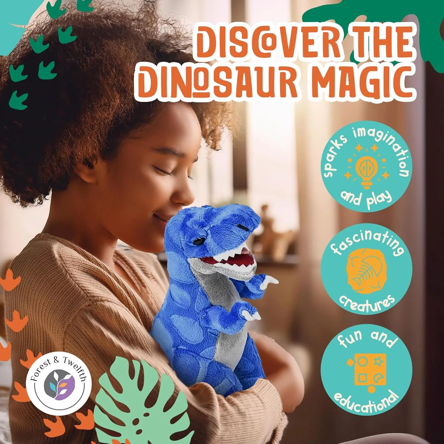 Forest & Twelfth 16” T-Rex Dinosaur Stuffed Animal Plush Toys, Cute, Ultra Cuddly, Huggable Soft Dino Toy, Nursery Decor, Baby Shower Decorations, Birthday Gift for Boys and Girls (16" T-Rex)