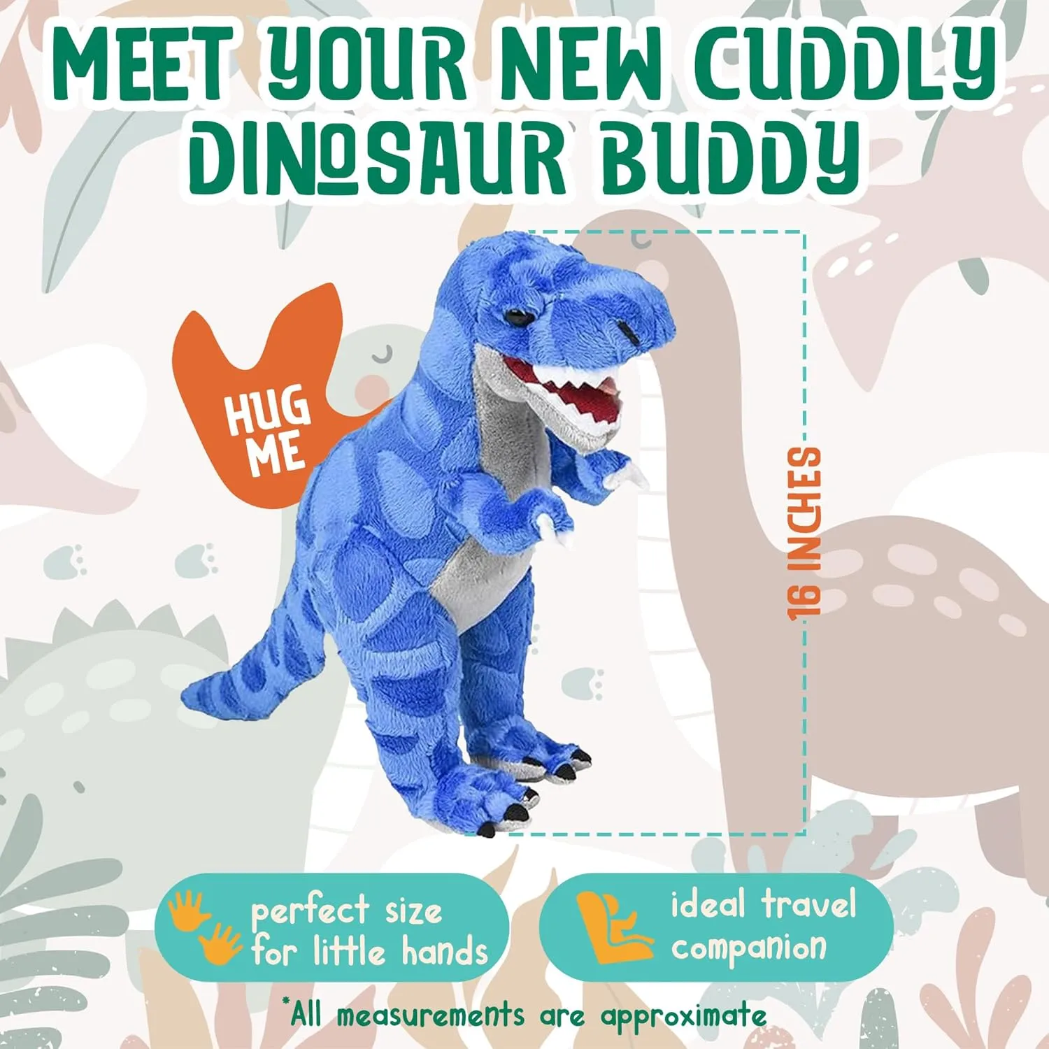 Forest & Twelfth 16” T-Rex Dinosaur Stuffed Animal Plush Toys, Cute, Ultra Cuddly, Huggable Soft Dino Toy, Nursery Decor, Baby Shower Decorations, Birthday Gift for Boys and Girls (16" T-Rex)
