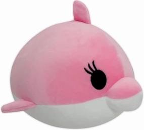 Forest & Twelfth 8” Ocean Animal Puffer, Soft & Puffy Mini Pink Dolphin Stuffed Toy, Soft Plush Squishy Marine Animal Toys, Ultra Soft Stuffing, Great Gift Ideas for Kids (Pink Dolphin)