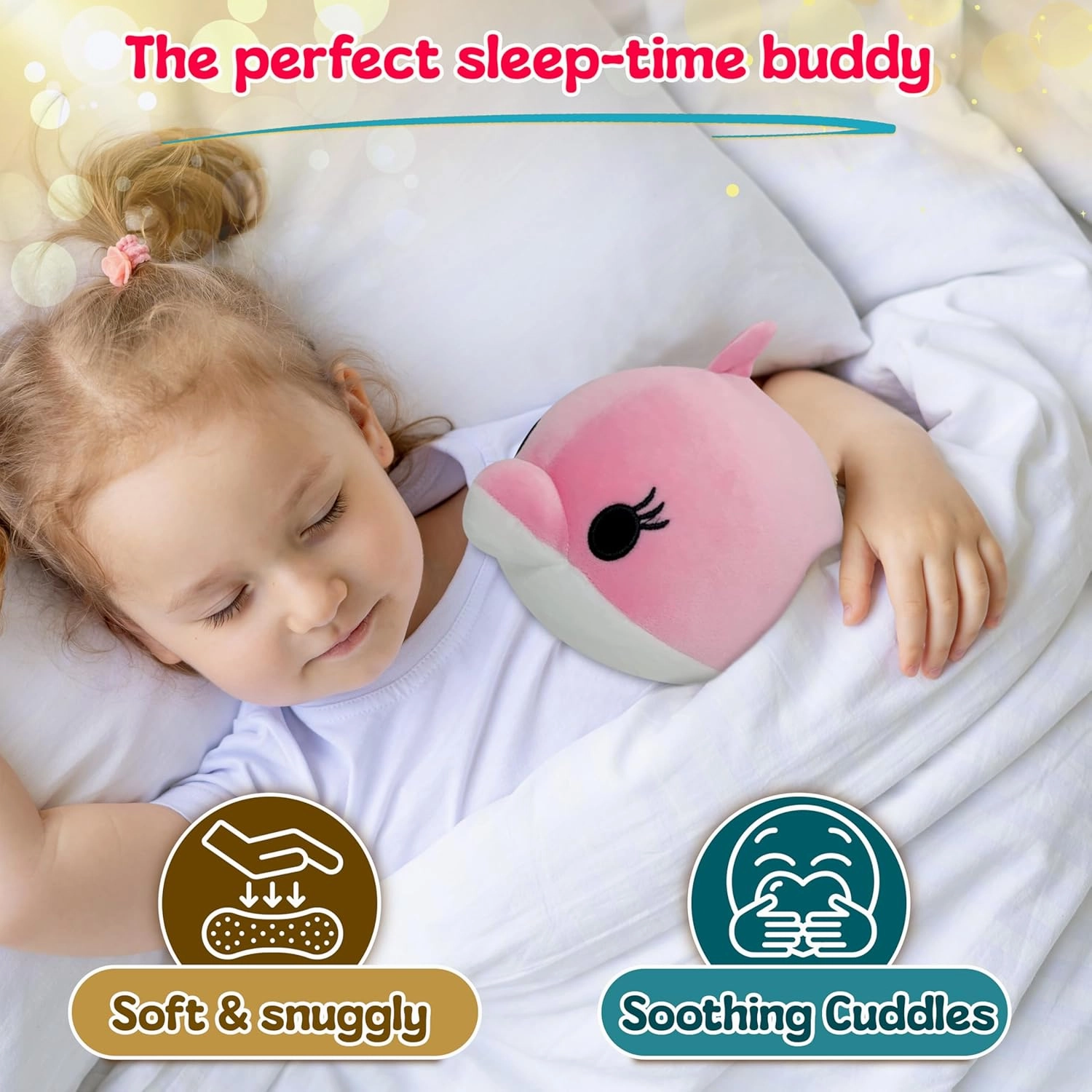 Forest & Twelfth 8” Ocean Animal Puffer, Soft & Puffy Mini Pink Dolphin Stuffed Toy, Soft Plush Squishy Marine Animal Toys, Ultra Soft Stuffing, Great Gift Ideas for Kids (Pink Dolphin)