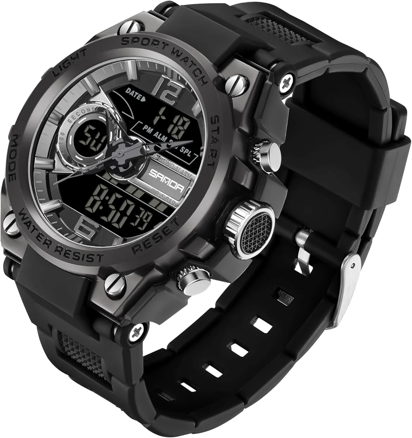 FORSINING Watch for Men, Waterproof Military Digital Analog Watches, Sports Outdoor Wrist Watch Date Multi Function Tactics LED Alarm Stopwatch