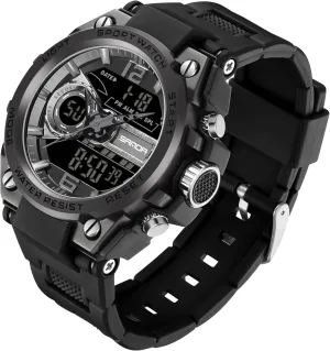 FORSINING Watch for Men, Waterproof Military Digital Analog Watches, Sports Outdoor Wrist Watch Date Multi Function Tactics LED Alarm Stopwatch