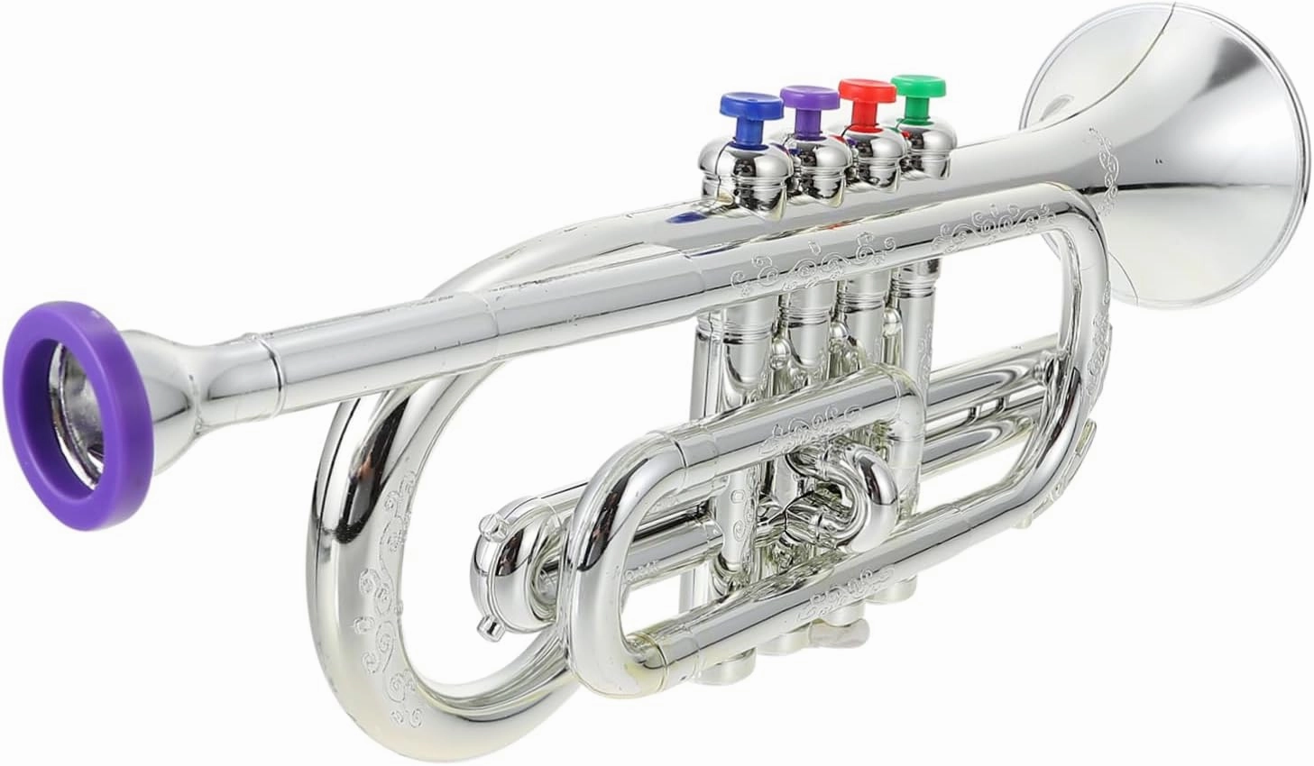 Four-Tone Trumpet for Boys and Girls Musical Instrument Toy Trumpet Realistic Sound Design Abs Plastic Silver