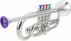 Four-Tone Trumpet for Boys and Girls Musical Instrument Toy Trumpet Realistic Sound Design Abs Plastic Silver