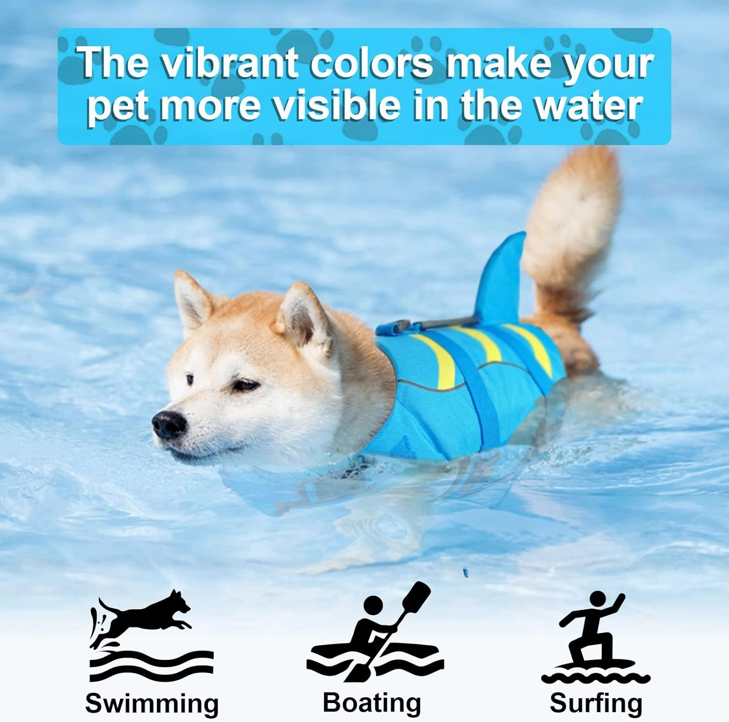 Fragralley Shark Dog Life Jacket, Adjustable Dog Life Vest with Shark Fin, Suit for Small Medium Large Dog Life Vest for Swimming and Boating