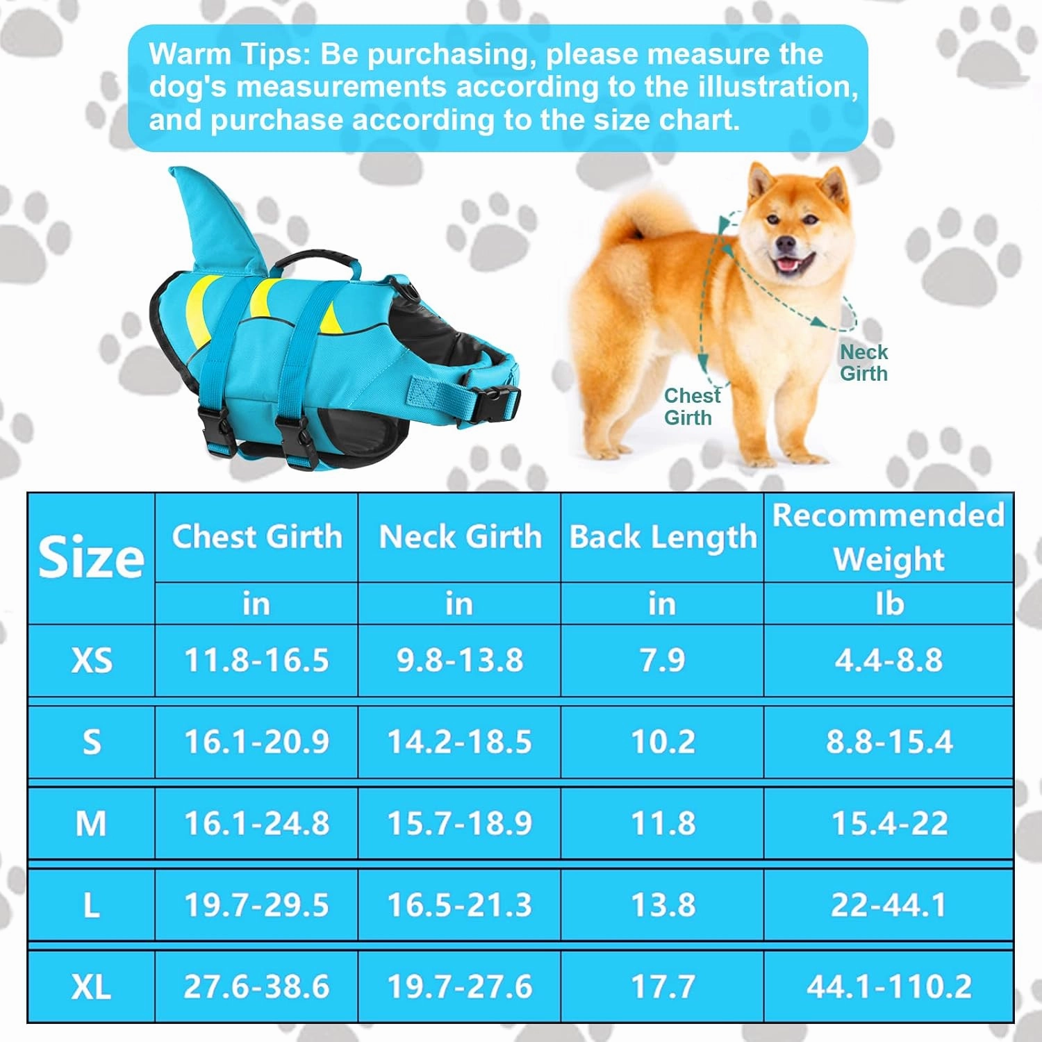 Fragralley Shark Dog Life Jacket, Adjustable Dog Life Vest with Shark Fin, Suit for Small Medium Large Dog Life Vest for Swimming and Boating