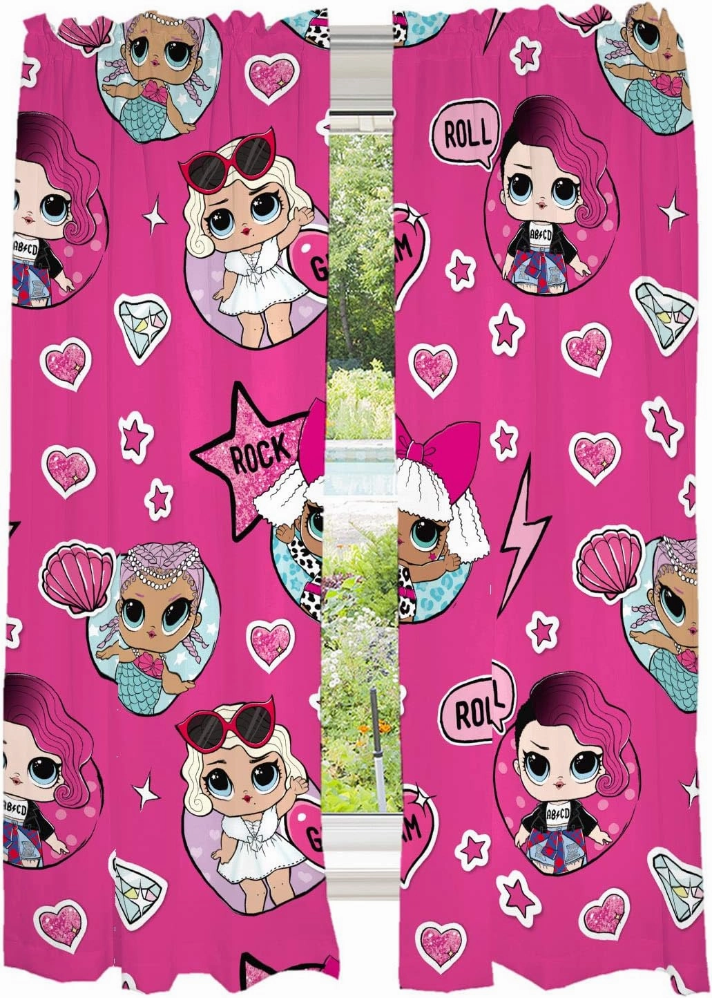 Franco Kids Room Window Curtains Drapes Set, 82 in x 63 in, LOL Surprise