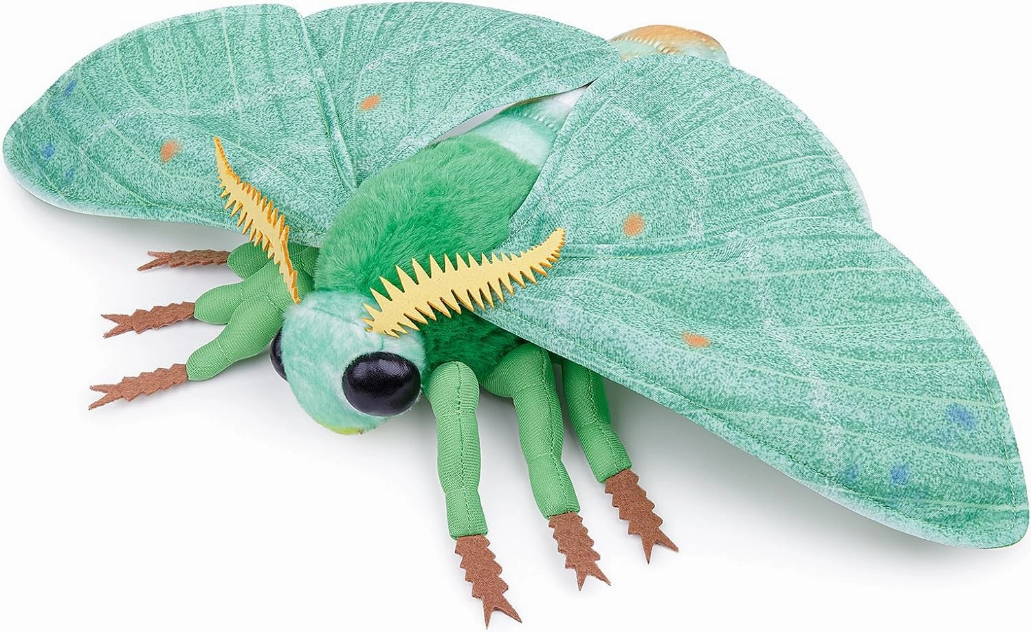 FRANKIEZHOU Realistic Emerald Moth Plush Animal - Green 10 Inch, Beautiful Moth Stuffed Animal, Home Decor, Cuddle Toy