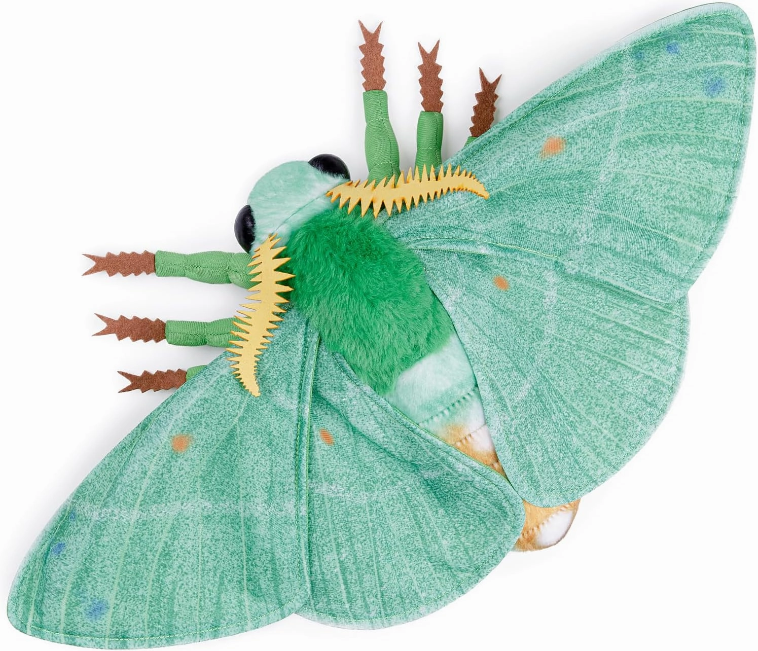 FRANKIEZHOU Realistic Emerald Moth Plush Animal - Green 10 Inch, Beautiful Moth Stuffed Animal, Home Decor, Cuddle Toy