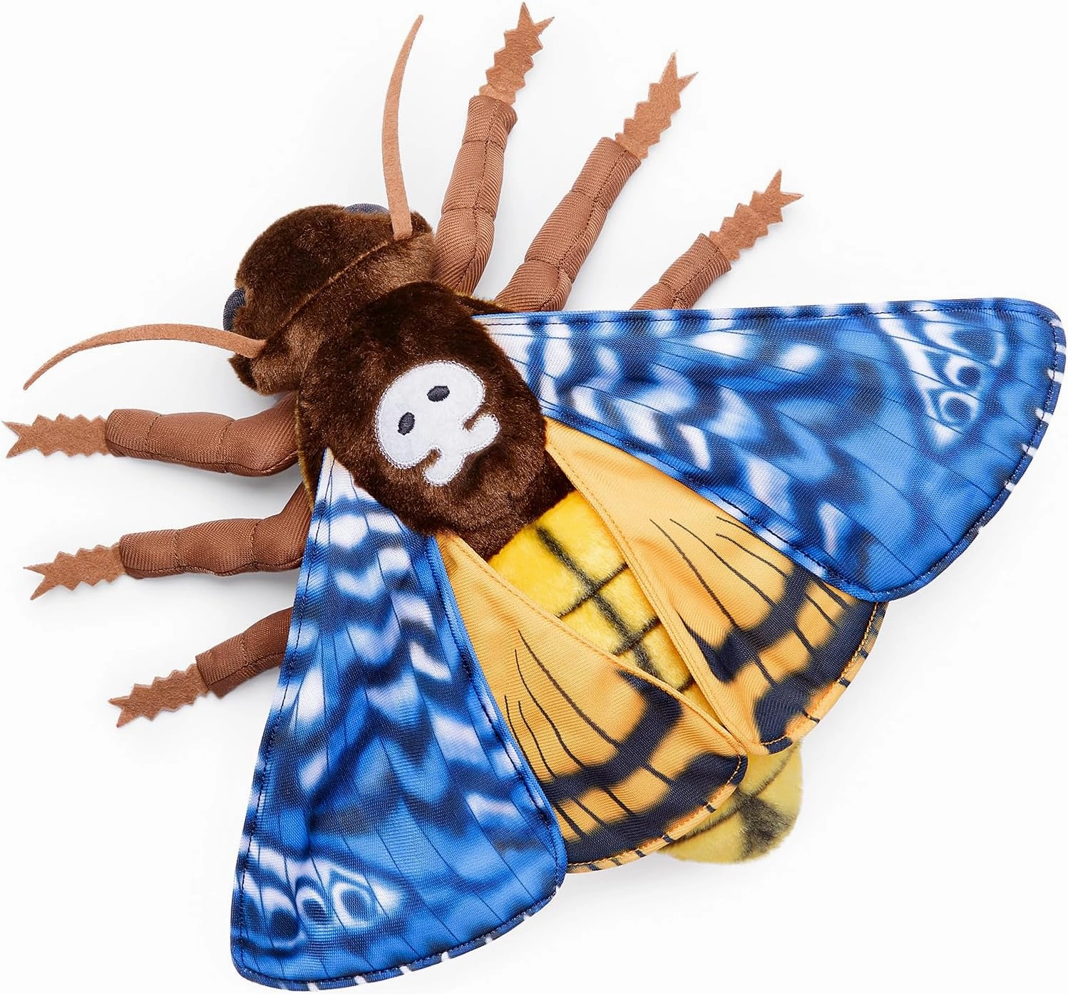 FRANKIEZHOU Simulation Deaths Head Hawk Moth Stuffed Animal-Blue 14",Lifelike Death's-Head Hawkmoth Plush Toy, Moth Toy,Gifts for Kids,Home Decor