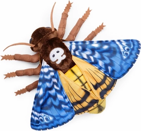 FRANKIEZHOU Simulation Deaths Head Hawk Moth Stuffed Animal-Blue 14",Lifelike Death's-Head Hawkmoth Plush Toy, Moth Toy,Gifts for Kids,Home Decor
