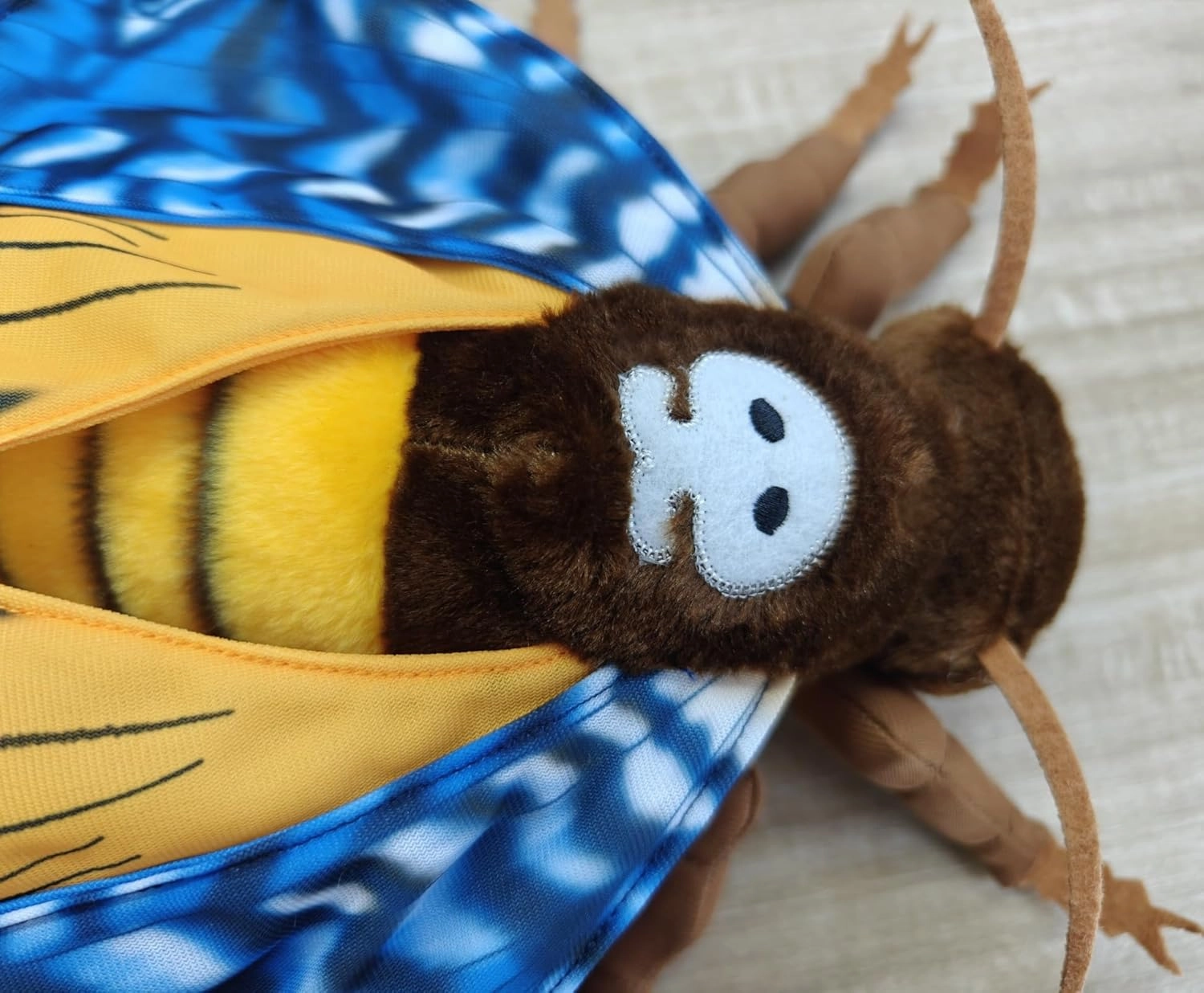 FRANKIEZHOU Simulation Deaths Head Hawk Moth Stuffed Animal-Blue 14",Lifelike Death's-Head Hawkmoth Plush Toy, Moth Toy,Gifts for Kids,Home Decor