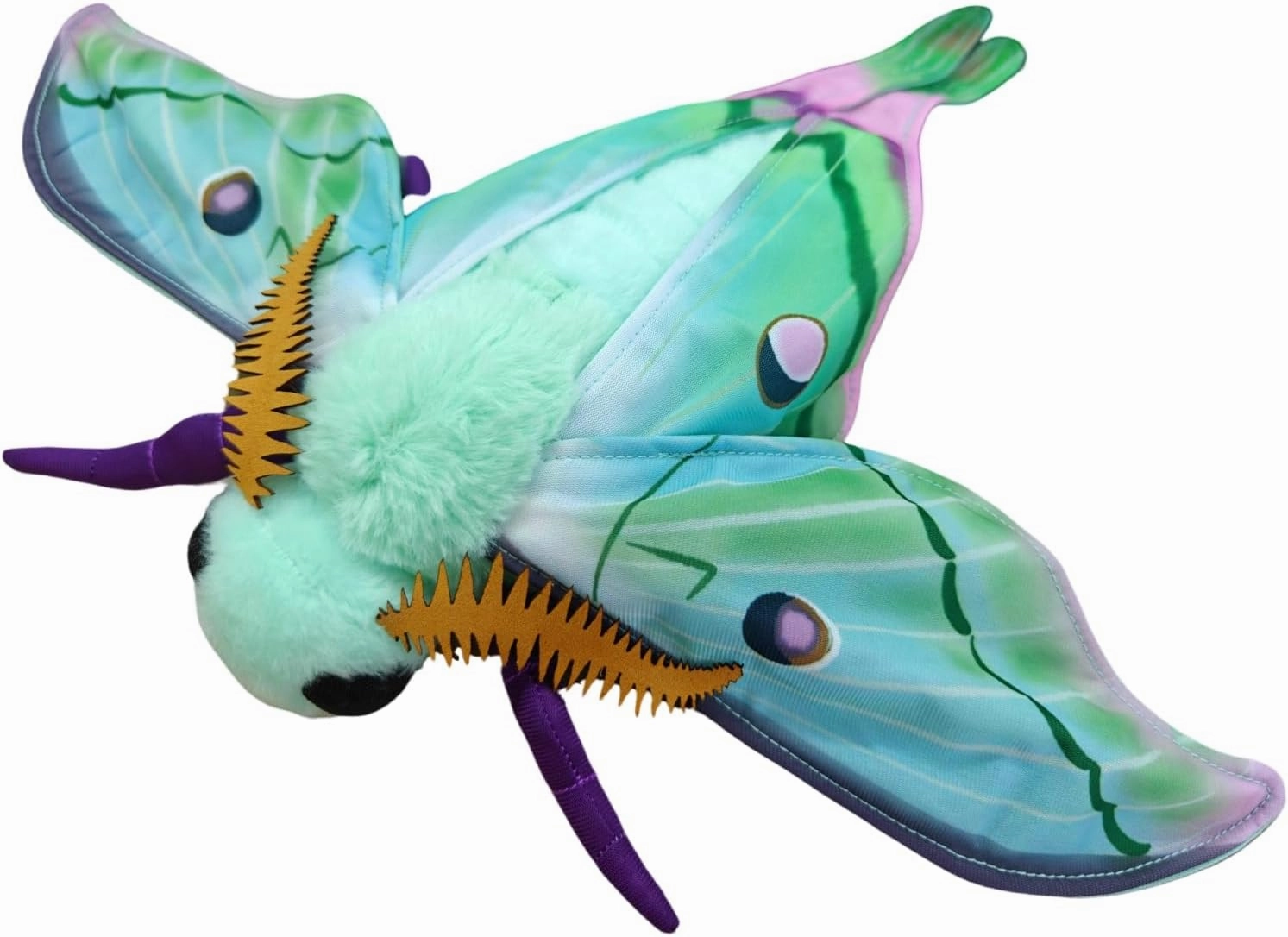 FRANKIEZHOU Simulation Luna Moth Stuffed Animal - Green 25 Inch,Long-Tailed Silk Moth Plush Toy, Soft Moth Stuffed Toy for Kids, Baby Gifts,Home Decor, Cuddle Toy