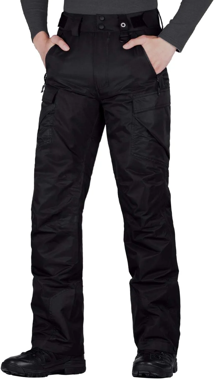 FREE SOLDIER Men's Waterproof Snow Insulated Pants Winter Skiing Snowboarding Pants with Zipper Pockets